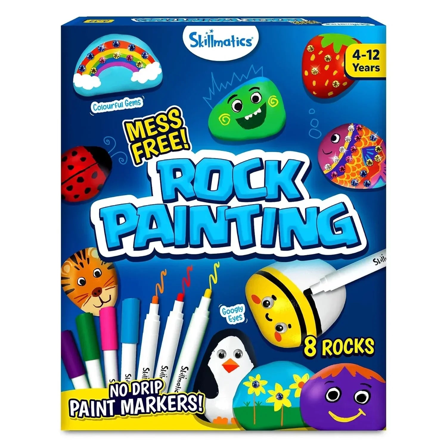 Skillmatics Rock Painting Kit - Mess-Free Art & Craft Activity For Girls & Boys, Craft Kits & Supplies, Diy Creative Activity, Gifts For Kids Ages 4, 5, 6, 7, 8, 9, 10, 11, 12, Multicolor - Jaiman Toys