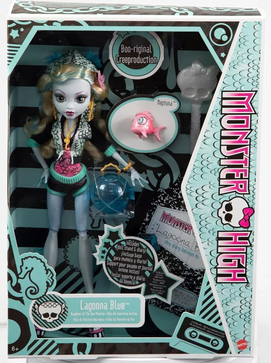 Monster High Lagoona Blue Reproduction Doll (10.5 in) Wearing Original Fashion &amp; Shoes, with Pet, Doll Stand &amp; Accessories, Gift for Collectors - Jaiman Toys