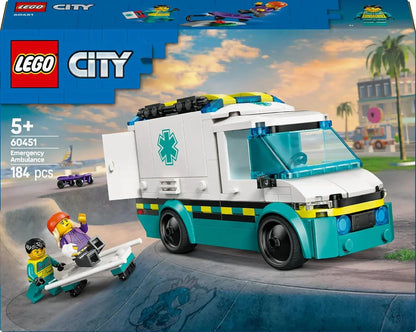 LEGO City - 60451 Emergency Ambulance Toy with 2 Minifigures - Educational Learning Toys for 5+ Year Old Boys & Girls - Gift Ideas for Birthdays & Holidays