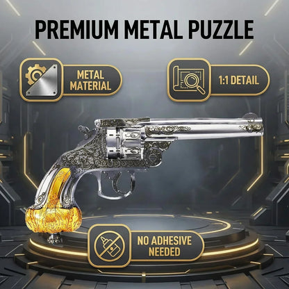 Piececool 3D Metal Puzzle Revolver Model Kit – 90 Pieces – Difficulty Level 3 – Stainless Steel DIY Display Model- Age 16+