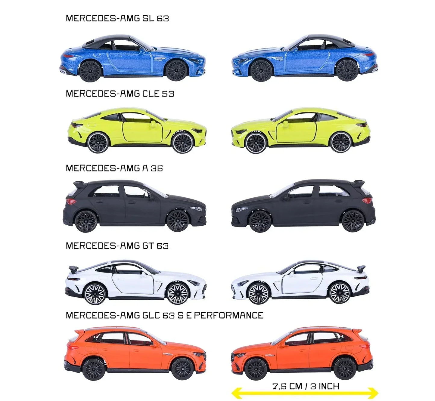 Majorette Mercedes-AMG Die-Cast Car Set (5 Cars) | Official AMG Models | Metal Body | 1:64 Scale | 3+ Years