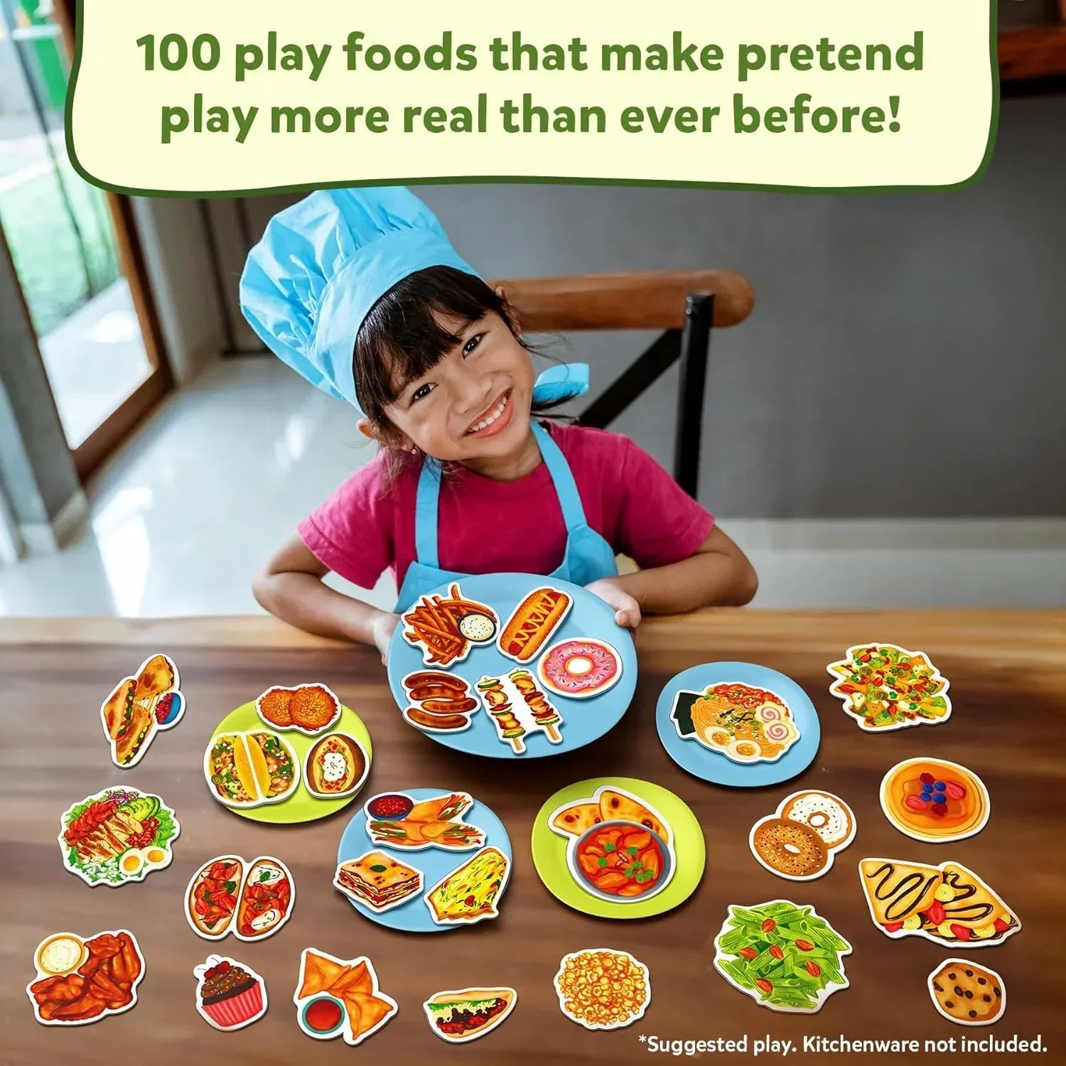 Skillmatics Pretend Play Playset - 100 Most Real Play Foods for Child's Play, Back-to-School Kitchen Accessories, Play Kitchen Toys, Gifts for Boys, Girls, Kids & Toddlers Ages 3 and up - Jaiman Toys