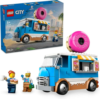 LEGO City- 60452 Doughnut Truck Toy with 2 Minifigures - Creative Building Toys for 5+ Year Old Boys & Girls - Mobile Food Stand with Accessories - Fun Gift Ideas for Birthdays & Holidays