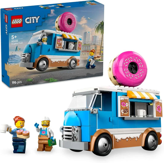 LEGO City- 60452 Doughnut Truck Toy with 2 Minifigures - Creative Building Toys for 5+ Year Old Boys & Girls - Mobile Food Stand with Accessories - Fun Gift Ideas for Birthdays & Holidays