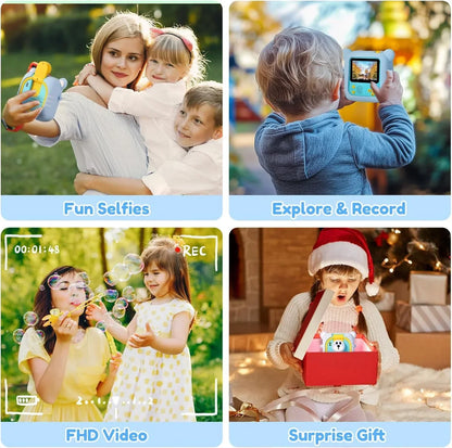 Instant Print Kids Camera – 48MP 1080P Digital Video Toy with Rotating Lens