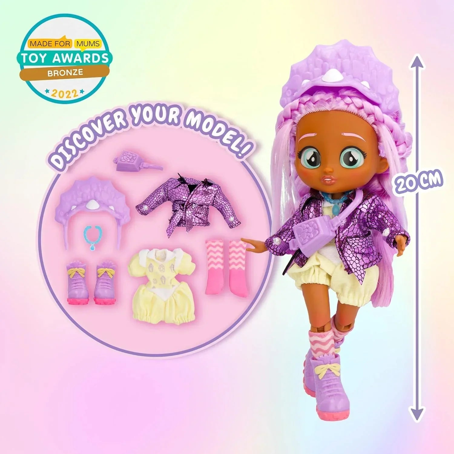 Cry Babies BFF Phoebe Fashion Doll with 9+ Surprises Including Outfit and Accessories for Fashion Toy, Girls and Boys Ages 4 and Up, 7.8 Inch Doll (Phoebe) - Jaiman Toys
