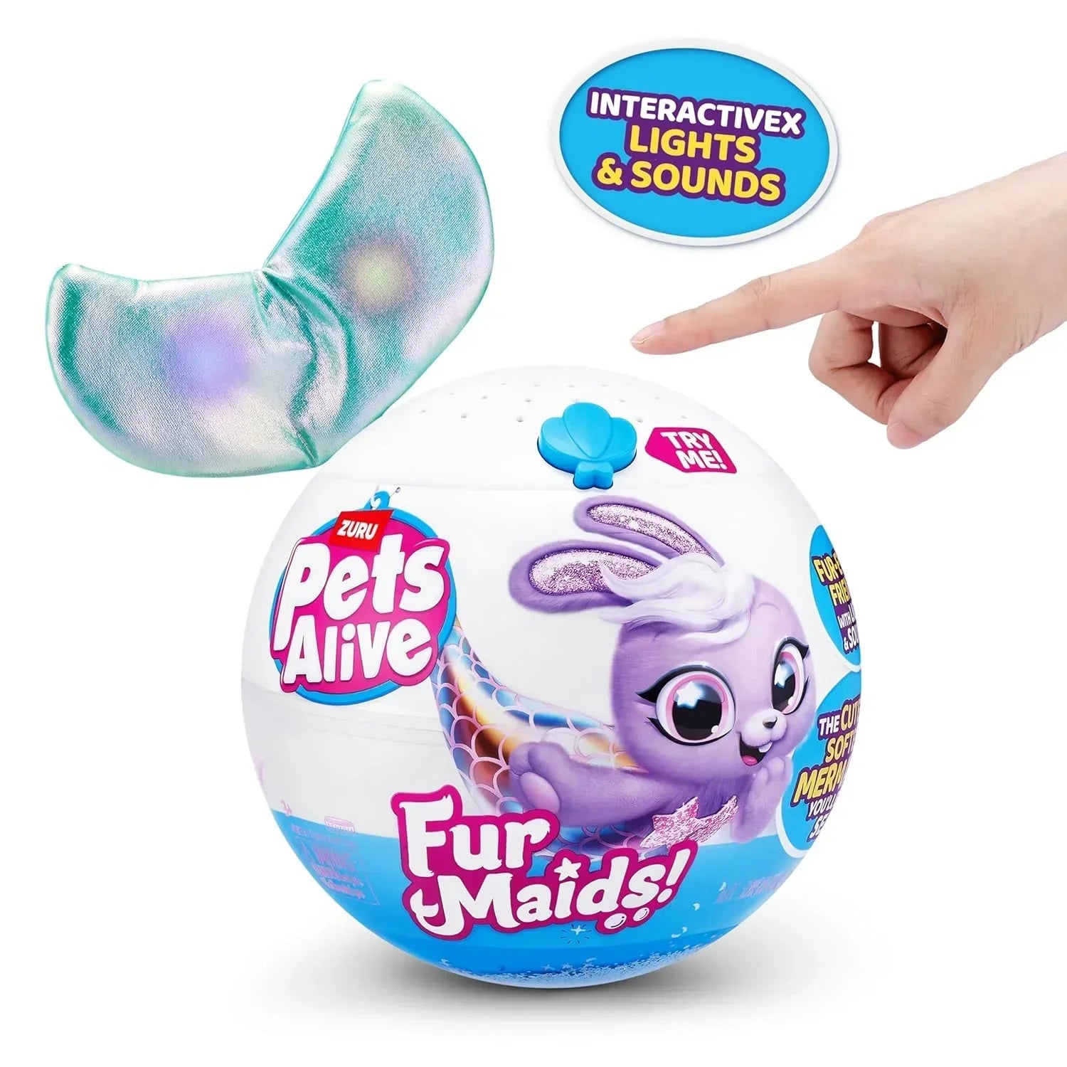 Pets Alive Furmaids by ZURU Mermaid Plush Interactive Light and Sound Girls Toy (Green Rabbit) - Jaiman Toys