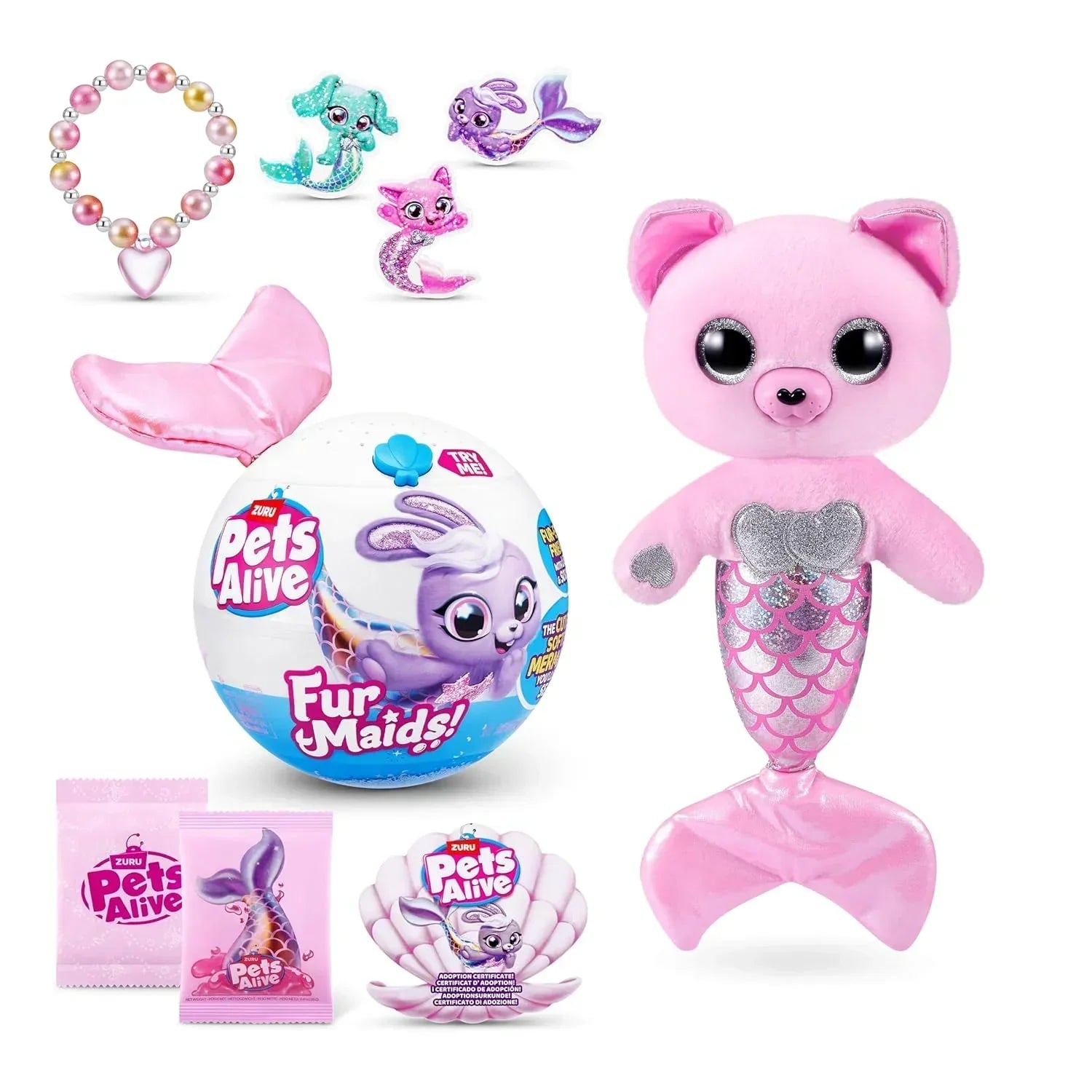 Pets Alive Furmaids by ZURU Mermaid Plush Interactive Light and Sound Girls Toy (Pink Rabbit) - Jaiman Toys