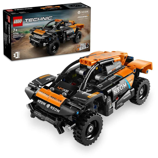 LEGO Technic NEOM McLaren orange and black pull-back race car toy with box for ages 7 plus