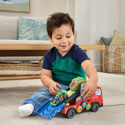 VTech 3-in-1 Fix and Haul Truck | Interactive Tow Truck, Car Carrier & Repair Playset with Lights, Sounds, Tool Activities and 2 Smart Cars