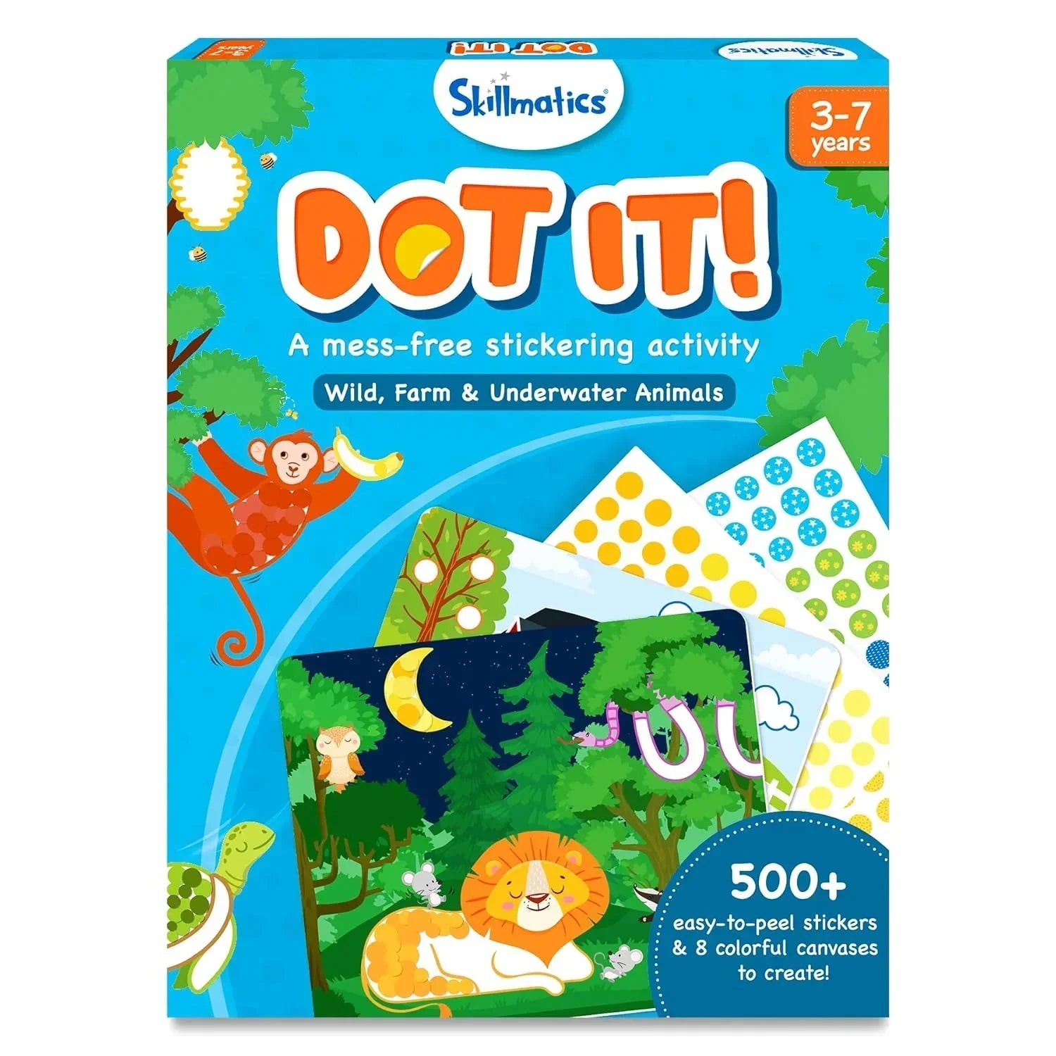 Skillmatics Art Activity - Dot It Animals, No Mess Sticker Art for Kids, Craft Kits, DIY Activity, Gifts for Boys & Girls Ages 3, 4, 5, 6, 7, Paper, Multicolor - Jaiman Toys