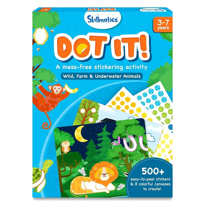 Skillmatics Art Activity - Dot It Animals, No Mess Sticker Art for Kids, Craft Kits, DIY Activity, Gifts for Boys & Girls Ages 3, 4, 5, 6, 7, Paper, Multicolor - Jaiman Toys