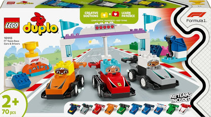 LEGO DUPLO 10445 Town F1 Team Race Cars & Drivers Building Toy for Imaginative Play, Formula One Birthday Gift for 2 Plus Year Old Toddlers, Boys & Girls, Helps Build Fine Motor Skills