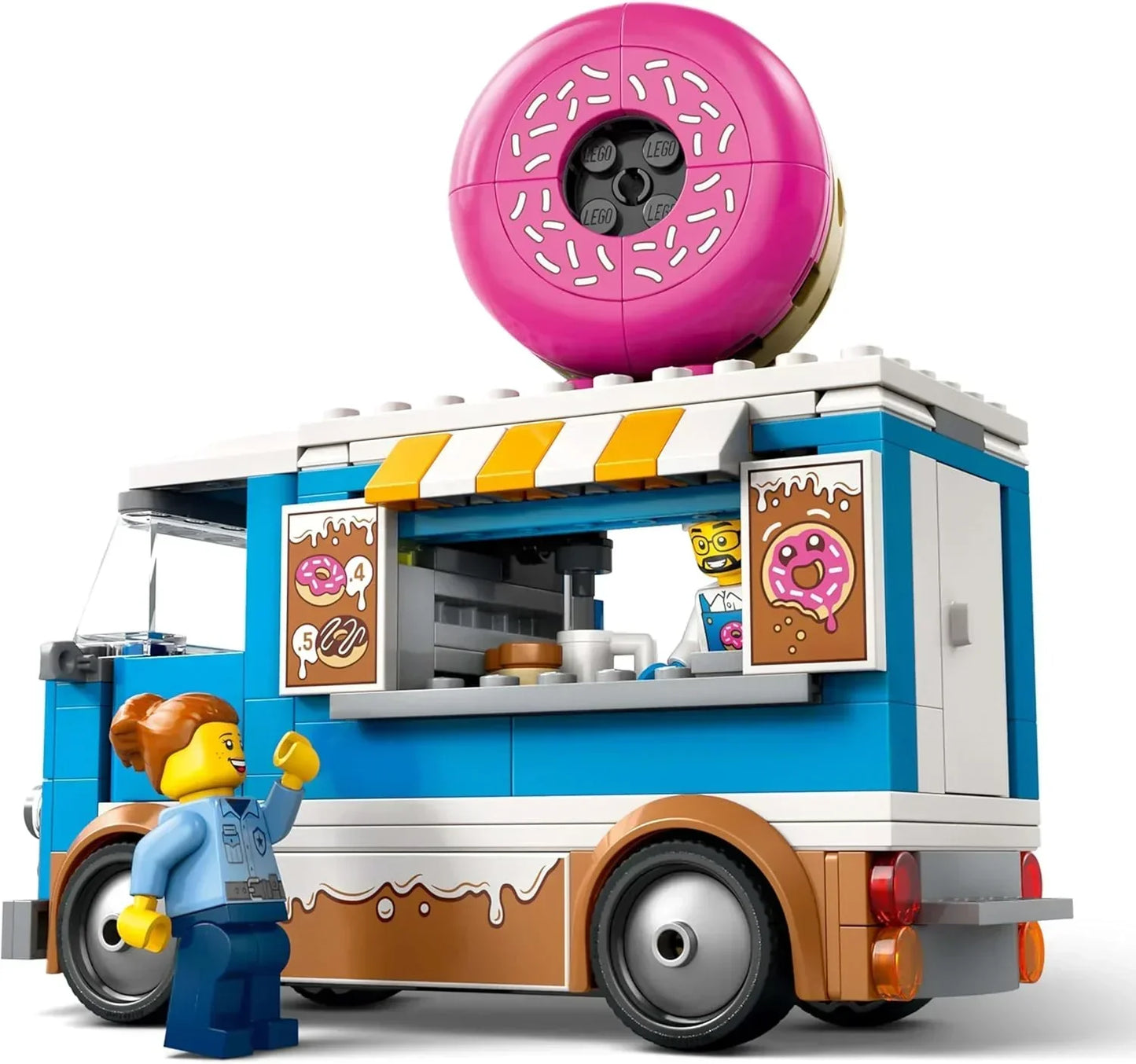 LEGO City- 60452 Doughnut Truck Toy with 2 Minifigures - Creative Building Toys for 5+ Year Old Boys & Girls - Mobile Food Stand with Accessories - Fun Gift Ideas for Birthdays & Holidays