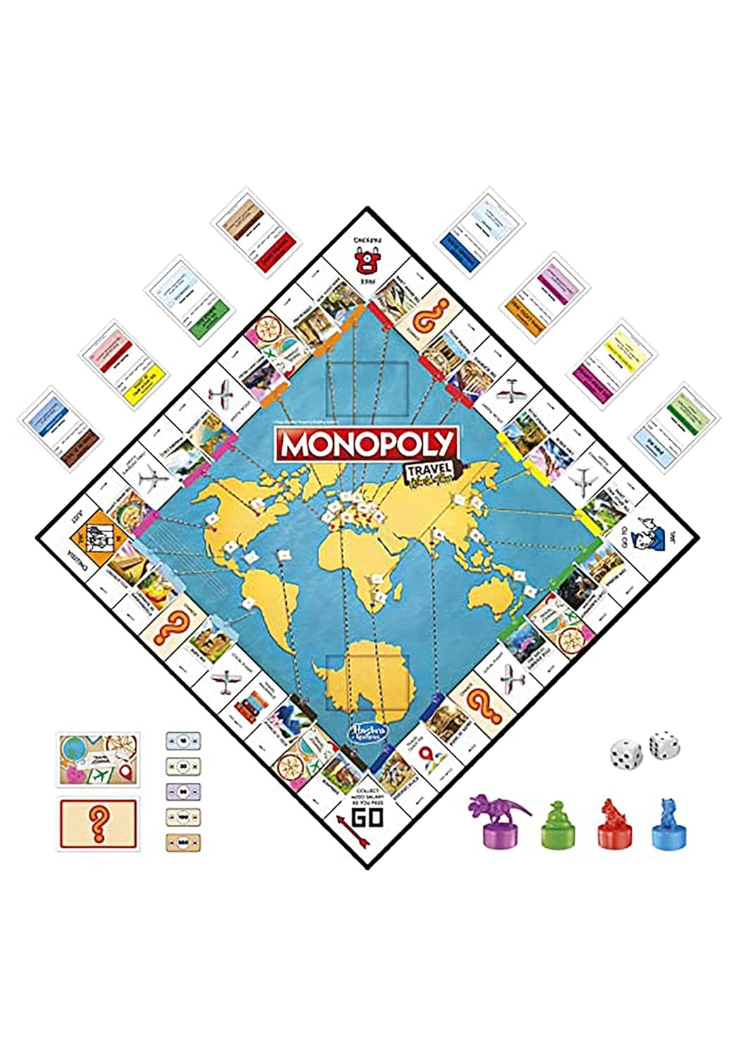 Monopoly - Travel World Tour Board Game, for Families and Kids Dry-Erase Gameboard - Borad Game for Boys and Girls Ages 8+ for 2-4 Players