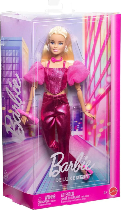 Barbie Deluxe Style #5 Doll JFP40 – Blonde Hair, Metallic Pink Dress & Accessories – Fashion Doll for Kids 4+ - Jaiman Toys