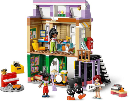 LEGO Friends 42653 Music Shop & Apartment Toy with 3 Mini Dolls, a Pet Corgi Animal Figure & Musical Instruments incl. a Piano, Drum Kit, Guitars & Accessories - Gift for 7+ Year Old Girls
