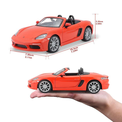 Bburago Die-Cast 1:24 Scale Porsche 718 Boxster Car (Orange) - Jaiman Toys