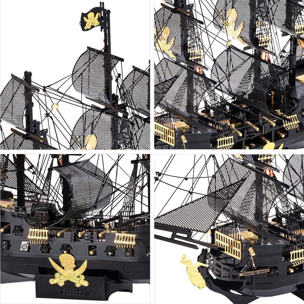 Piececool 3D Metal Puzzle The Black Pearl Pirate Ship (Large) – 307 Pieces – Level 5 Difficulty – Stainless Steel DIY Model Kit
