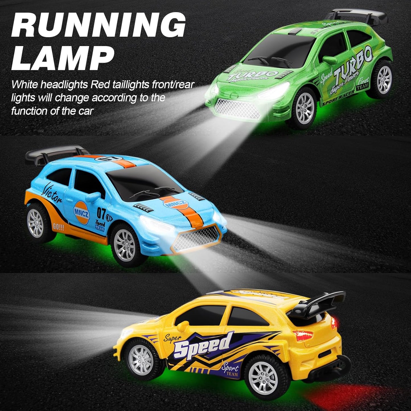 Mini Die-Cast RC Car 1:64 Scale – High-Speed Desktop Remote Control Car with LED Headlights, 2.4GHz Remote & App Control (5 Colors)