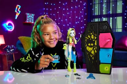 Monster High Doll and Fashion Set, Frankie Stein Doll, Skulltimate Secrets: Neon Frights, Dress-Up Locker with 19+ Surprises - Jaiman Toys