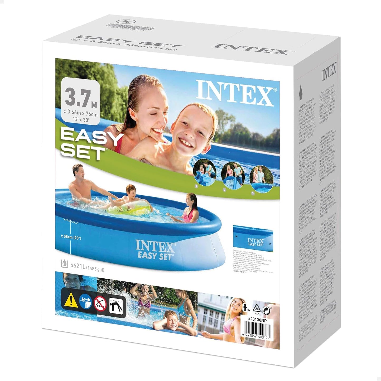 Intex Easy Set Swimming Pool 28130 – 12 ft x 30 in (366 × 76 cm) Inflatable Family Pool | Quick Setup Backyard Pool