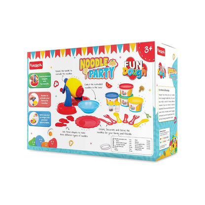 Funskool FunDough Noodle Party Playset | Dough Noodle Maker with 4 Dough Tubs & Accessories | Creative Pretend Food Play for Kids 3+