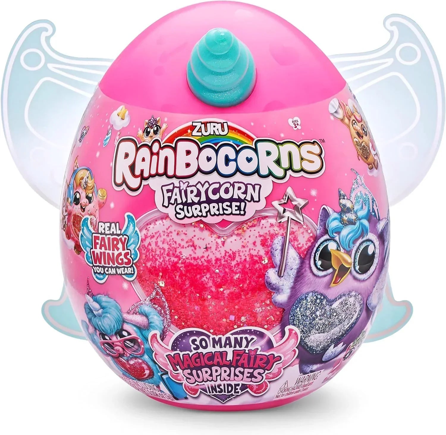 Rainbo'corns Fairy'corn Surprise Series - Collectable Plush Toy - Ultimate Surprise Egg, Portable Fairy Wings - Blue - Jaiman Toys