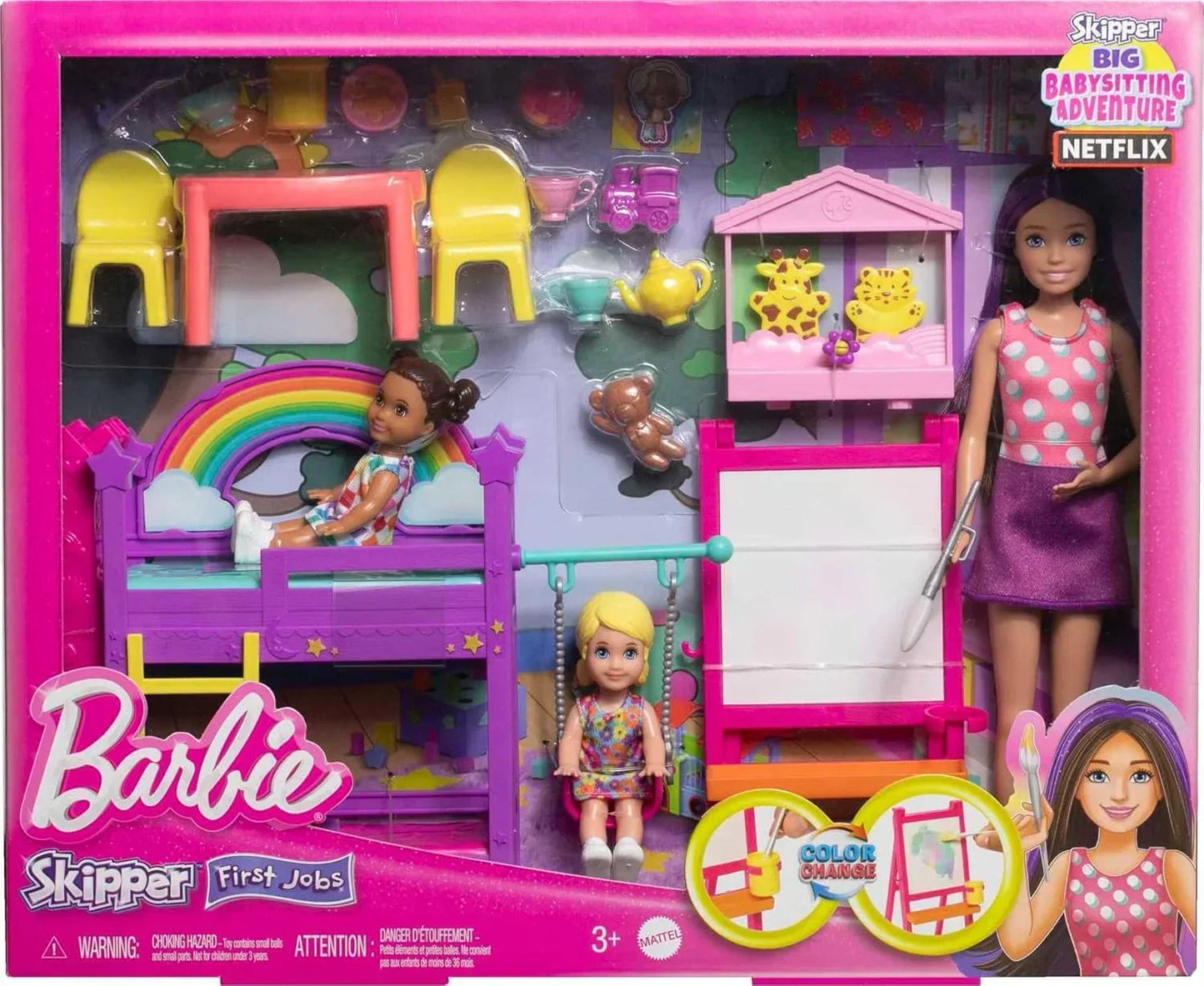 Barbie Skipper Babysitters Inc.™ Ultimate Daycare Playset with 3 Dolls, Furniture & 15+ Accessories, Includes Bunk Beds & Color-Change Easel - Jaiman Toys