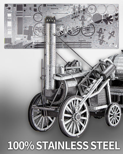 Piececool 3D Metal Puzzle Rocket Locomotive Steam Train Model – 175 Pieces – Level 3 Difficulty – Stainless Steel DIY Model Kit- AGE16+