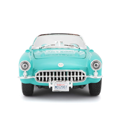 Maisto 1957 Chevrolet Corvette Convertible 1:24 Die-Cast Model Car | Collector's Collection | Turquoise & White Classic Roadster