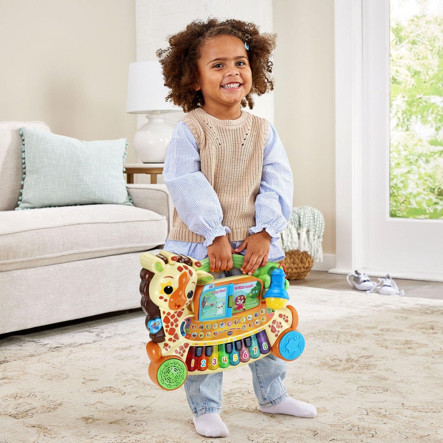 VTech Zoo Jamz Giraffe Piano | Interactive Musical Learning Piano with Light-Up Keys, Microphone, Songs, Animal Sounds & Music Activities for Toddlers