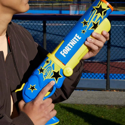 Nerf Fortnite Half Tone Hero Blaster, Bonus Code to Unlock Half Tone Hero Wrap in The Game, Break Open Loading, 12 Nerf Elite Darts - Jaiman Toys