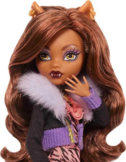 Monster High Clawdeen Wolf Reproduction Doll (10.5 in) Wearing Original Fashion &amp; Shoes, with Pet, Doll Stand &amp; Accessories, Gift for Collectors - Jaiman Toys