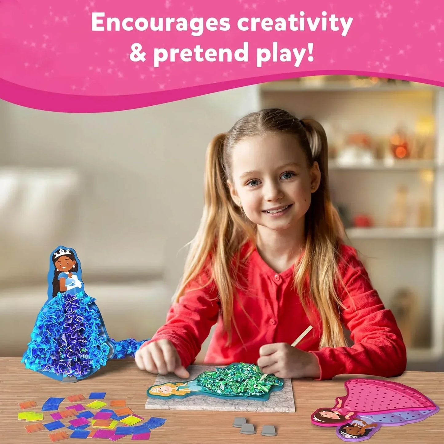 Skillmatics Art & Craft Activity - Poke-in Art Magical Princesses, Mess-Free Art for Kids, DIY Craft Kits, Creative Activity, Fine Motor Skills, Gifts for Girls & Boys Ages 4, 5, 6, 7, 8, 9 - Jaiman Toys