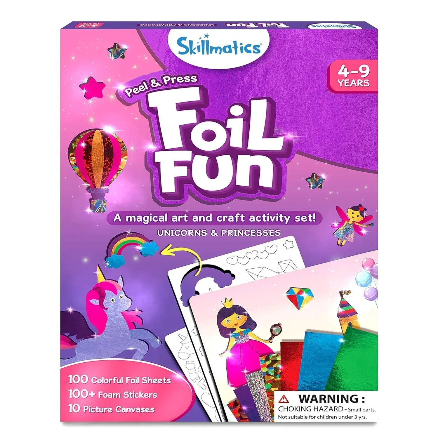 Skillmatics Art & Craft Activity - Foil Fun Unicorns & Princesses, No Mess Art for Kids, Craft Kits & Supplies, DIY Creative Activity, Gifts for Girls & Boys Ages 4, 5, 6, 7, 8, 9, Travel Toys - Jaiman Toys