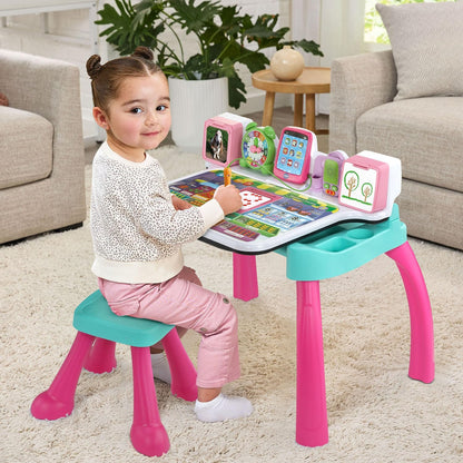 VTech Explore & Write Deluxe Activity Desk Pink Interactive Learning Table with Stool & Stylus | Educational Toy for Toddlers