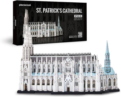 Piececool 3D Metal Puzzle St. Patrick’s Cathedral Architecture Model – 418 Pieces – 6 Metal Sheets – Stainless Steel DIY Model Kit-Age 16+