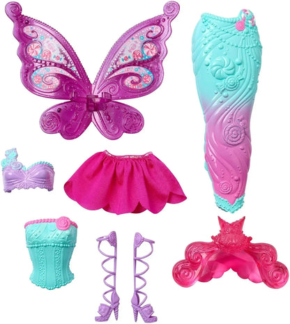 Barbie Doll and Fairytale Dress-Up Set, Clothes and Accessories for Princess, Mermaid and Fairy Characters, Kids Toys and Gifts - Jaiman Toys