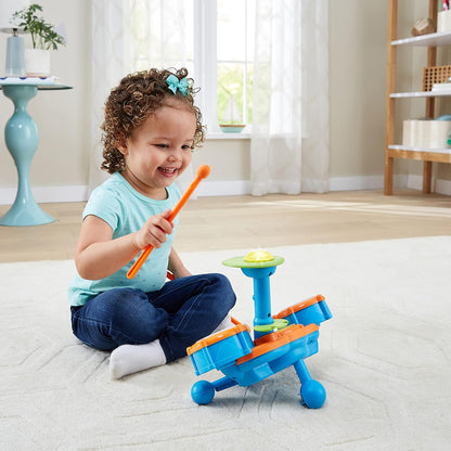 VTech KidiBeats Drum Set (Frustration Free Packaging), Orange | Interactive Musical Drum Kit with Lights, Drumsticks & Educational Learning Toy for Kids