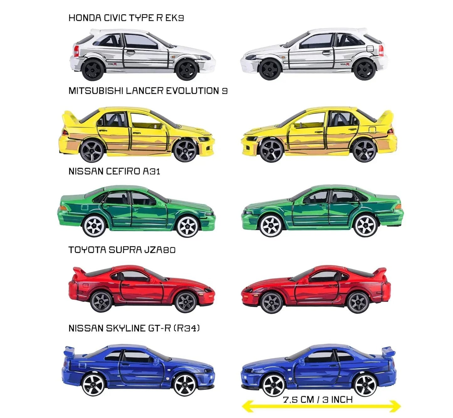 Majorette JDM Legends Die-Cast Car Set (5 Cars) | Japanese Performance Models | Metal Body | 3+ Years