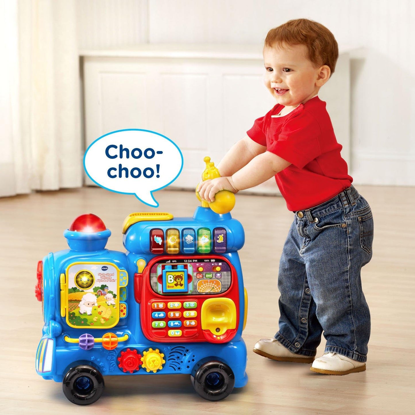VTech Sit-to-Stand Ultimate Alphabet Train, Blue | Interactive Ride-On Learning Train with Alphabet Blocks, Music, Numbers, Phonics & Educational Activities for Toddlers