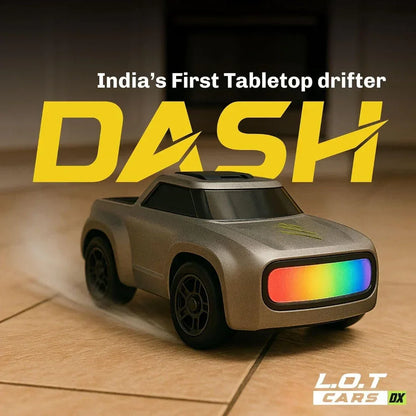 Mini 4WD Q197 1:64 Scale LED Drift RC Car – 2.4GHz Remote Control, Type-C Fast Charge, Adjustable Drift Modes (Grey)