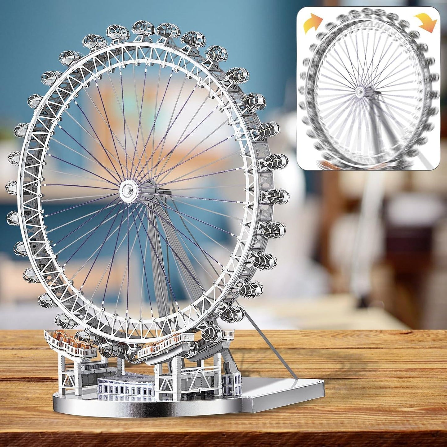 Piececool 3D Metal Puzzle London Eye (Large) Ferris Wheel Model – 141 Pieces – Level 3 Difficulty – Stainless Steel DIY Model Kit