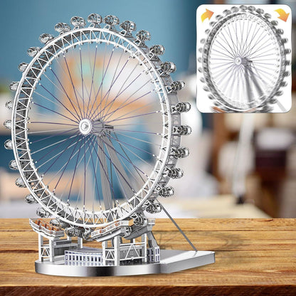 Piececool 3D Metal Puzzle London Eye (Large) Ferris Wheel Model – 141 Pieces – Level 3 Difficulty – Stainless Steel DIY Model Kit