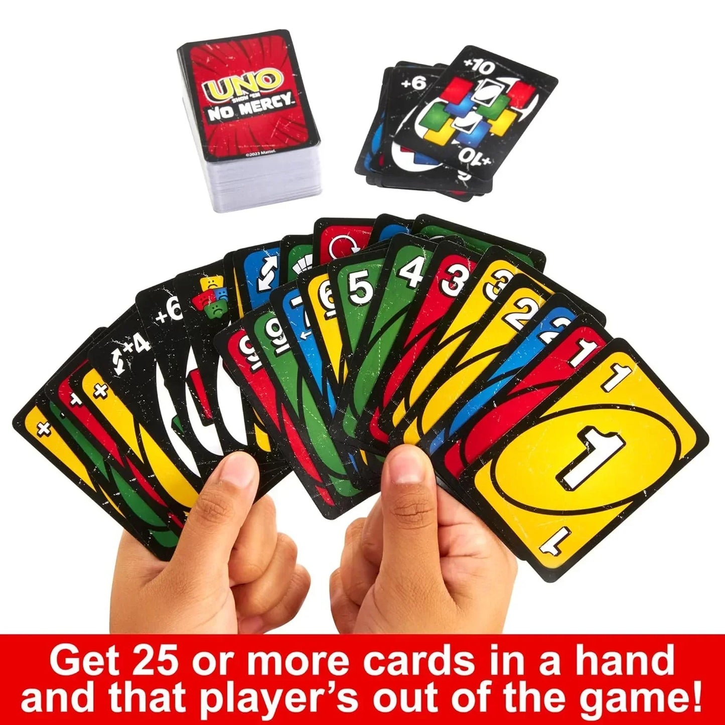 Mattel Games UNO Show ‘em No Mercy Card Game for Kids, Adults & Family Parties and Travel with Extra Cards, Special Rules and Tougher Penalties. - Jaiman Toys