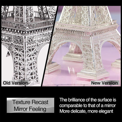 Piececool 3D Metal Puzzle Eiffel Tower (Large) Landmark Model – 96 Pieces – Level 3 Difficulty – Stainless Steel DIY Architecture Model Kit