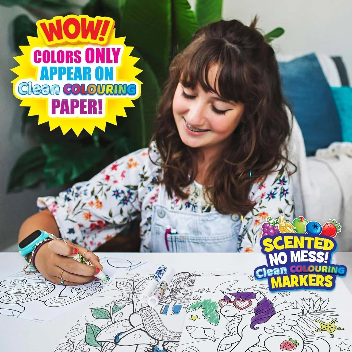 Scentos CleanColouring Markers Enchanted Set Mess Free Scented Coloring Fun - Jaiman Toys
