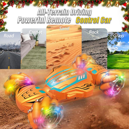 Night Raid 4WD RC Stunt Car – 2.4GHz Gesture Sensing Remote Control Car with Lights & Rotating Wheels (6+ Years)