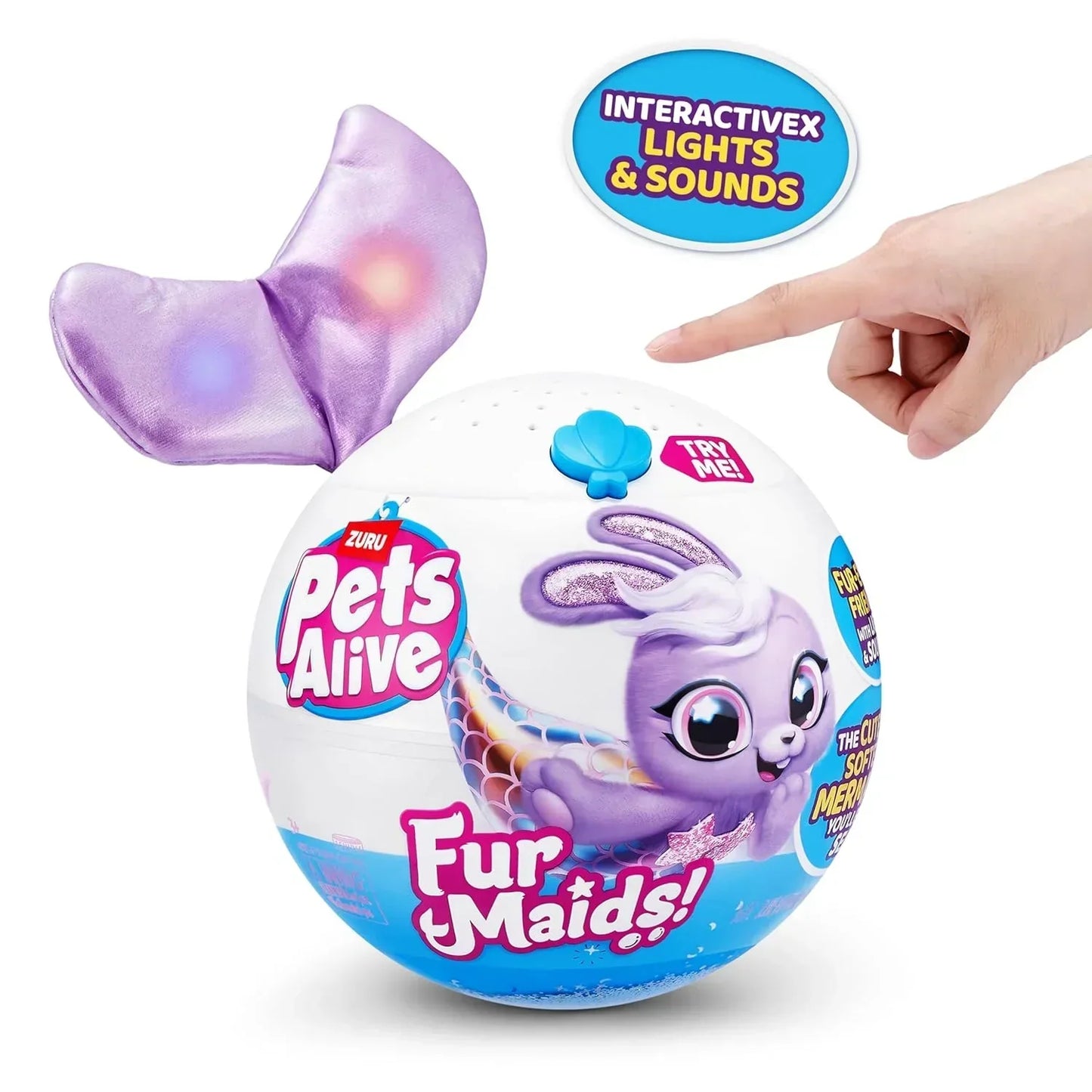 Pets Alive Furmaids by ZURU Mermaid Plush Interactive Light and Sound Girls Toy (Purple Rabbit) - Jaiman Toys